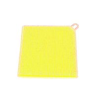 Digood 1Pcs Antibacterial Silicone Non Stick Dishwashing Brush Sponge Scrubber Towel For Kitchen Wash Pot Pan Dish Bowl Fruit and Vegetable Cleaning Tool (Yellow)
