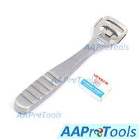 AAProTools Stainless Steel Handle Callus Corn Hard Skin Remover, Stainless Steel Dead Skin Shaver Foot Pedicure Kit + 10 Blade Tool (Foot Scraper + Blade)