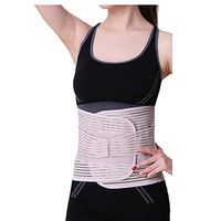 Lumbar Support Lower Back Brace Waist Belt with Breathable Mesh and Dual Adjustable Straps Beige Size XXL
