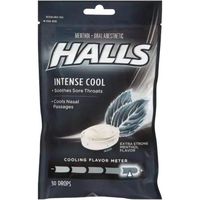 Halls Menthol Oral Anesthetic Drops Intense Cool - 30 ct, Pack of 3