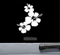 JS Artworks Cute Hibiscus Flowers Vinyl Decal Sticker (White)