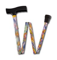 Fashionable Wood Grain Handle Aluminum Folding Adjustable Walking Cane (Balloons)