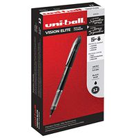 uni-ball Vision Elite Rollerball Pens, Micro Point (0.5mm), Black, 12 Count