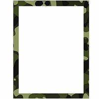 Camouflage Stationery Letter Paper - Military Theme Design - Gift - Business - Office - Party - School Supplies (White with Border)