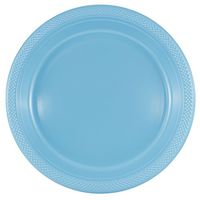 JAM PAPER Round Plastic Party Plates - Large - 10 1/4 inch - Caribbean Light Blue - 20/Pack