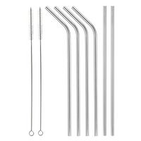 Aoocan set of 6 stainless steel metal straws extra long 10.5 inch, reusable drinking straws for 30oz/20oz tumblers, (2 Straight + 4 Bent + 2 cleaning brushes)