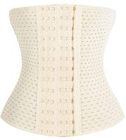 Male Female Adjustable Magnetic Posture Corrector Corset Brace Back Belt Lumbar Support,6 Hooks Beige,XXL