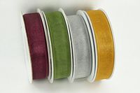 CHRISTMAS Set of 4 Rolls Organza Plain 5/8" Ribbon 25 yds each (100 Yds Total) Choose Color Combination (Wine, Moss, Gold, Silver)