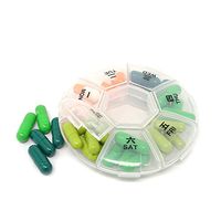 Honbay 2PCS Small Size Round Shape Clear Plastic Weekly Pill Box Vitamin Box for Travel or Daily Use