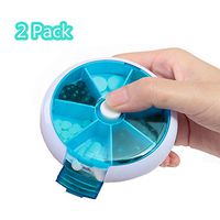 Pill Organizer for Travel Weekly Portable Round Daily Medicine Pill Case Organizer Vitamin Container (Pack of 2)