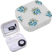 Portable Contact Lens Case Box Travel Kit Mirror + Bottle + Tweezers Container Holder [ Floral Watercolor Delicate ]