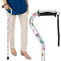 Vive Walking Cane - for Men & Women - Portable, Adjustable Offset Balance Stick - Lightweight & Sturdy Mobility Walker Aid for Arthritis, Elderly, Seniors & Handicap (White Butterfly)