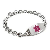 My Identity Doctor - Custom Engraved Medical ID Bracelet - 316L 8mm Steel Round Link - Purple - Wrist Size 6.25 Inch