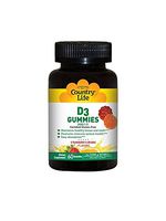 Country Life D3 Gummies 1000IU - 60 Gummies - Strawberry - Healthy Bones and Teeth - Immune Health