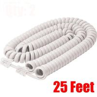 iMBAPrice White Telephone headset cable - 3 to 25 Feet Heavy Duty Coiled Telephone Handset Cord
