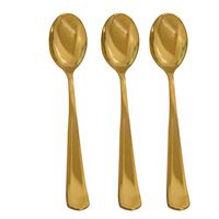 Christmas 100 Gold Plastic Spoons, Elegant and Disposable Shiny Gold-Look Flatware. Includes 100 Gold Spoons