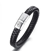 LiFashion CL Men's Genuine Braided Leather Medical ID Epilepsy Alert Bracelet with Magnetic Clasp Emergency