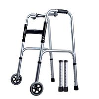 XHRHao Foldable Walker with Wheel and Shower Chair Fuction 8 Adjustable Height Levels(73-91cm) Made of Aluminum Alloy Rollator Lightweight Waterproof Portable Walk Assist for Elderly Silver