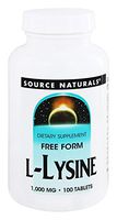 Source Naturals L-Lysine 1000 mg Free Form - Amino Acid Supplement Supports Energy Formation & Collagen - 100 Tablets