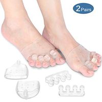 Toe Separators and Metatarsal Pads, Forefoot Cushion Gel Ball of Forefoot Pads Toe Straightener for Hammer Toe, Overlapping Toes, Callus, Metatarsal Foot Bunion Pain Relief(2 Pairs)