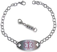 Max Petals - Type 2 Diabetes Women's Medical Alert ID Identification Bracelet + Optional Magnetic Clasp
