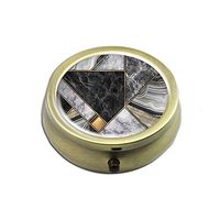 Pill Case - Cheliz Compact 3 Compartment Medicine Case, Pill Box for Pocket or Purse (Gray Gold Marble)