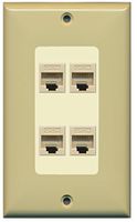 RiteAV Decorative 1 Gang 4 Port Cat5e Wall Plate - Ivory/Light Almond