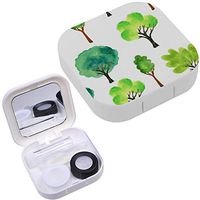 Portable Contact Lens Case Box Travel Kit Mirror + Bottle + Tweezers Container Holder [ Tree Spring ]