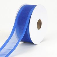 BBCrafts Royal Blue Organza Ribbon Two Striped Satin Edge 1-1/2 inch 100 Yards