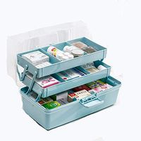 WXH Three-Tier Medicine Box, for First Aid Kit Plastic Folding Medical Chest, Family First Aid Box Medicine Box Organizer