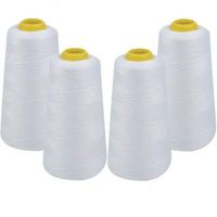 IZO Home Goods 4-Pack of 6000 Yards (EACH) White Serger Cone Thread All Purpose Sewing Thread Polyester Spools Overlock (Serger,Over lock, Merrow, Single Needle)