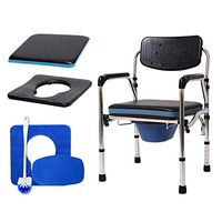 PLLP Medical Rehab Chair, Wheelchair,Chair Commode Foldable Commode Toilet Stool Suitable for Pregnant Women Height Adjustable Bathroom Bath, Black,Black