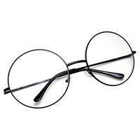 grinderPUNCH - Non-Prescription Round Circle Frame Clear Lens Glasses Large Black