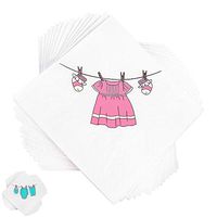 Baby Shower Dessert/Cocktail Napkins - Girl Baby Shower, Cute, Soft, Multi-Use, Disposable, Eco-Friendly, Absorbent, Decorations, Party Supplies, 4.9” x 4.9”, 50ct (White and Pink)