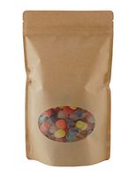 BAP 50 Pack 16 oz Kraft Window Stand Up Pouch with Valve for Coffee