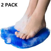 Shower Foot Scrubber - Feet Cleaner with Non Slip Suction Cups Massage Mat Improve Circulation Relieve Tired and Pain Blue (Two Pack)