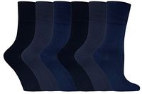 Gentle Grip - 6 Pack of Ladies Diabetic Socks - 5-9 US / 4-8 UK (Dark Blue)