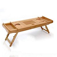 LMDZ Laptop Desk Adjustable Laptop Desk Table Bamboo Foldable Breakfast Serving Bed Tray