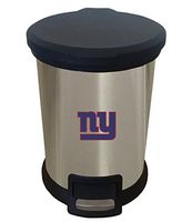 The Furniture Cove New 1.3 Gallon Round Stainless Steel Step Trash Can Waste Basket Featuring Your Choice of a Football Team Logo (Giants)