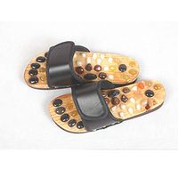 GPFDM Acupressure Massage Slippers with Natural Stone,Acupressure Plantar Fasciitis Foot Massager, Jade Stone Indoor Massage Slippers Shoes, Reflexology Sandals for Men Women,Black,40