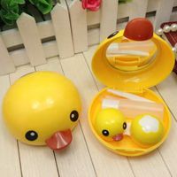 Cute Duck Popular Mini Contact Lens Case Box Travel Kit Easy Carry Mirror Container, Contact Travel Kit, Eye Care Kit