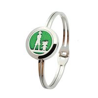 Stainless Steel Aromatherapy Essential Oil Diffuser Anime Character Pendant Openable Bangle Antiqued Silver Bracelet 30mm