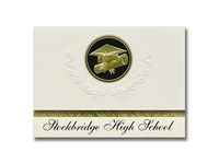 Signature Announcements Stockbridge High School (Stockbridge, WI) Graduation Announcements, Presidential style, Elite package of 25 Cap & Diploma Seal Black & Gold