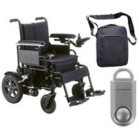 Drive Cirrus Plus EC Folding Power Wheelchair, 18" Seat & Free 130 dB Silver Personal Safety Alarm/Siren! + Front Zip Pocket Medical Utility Black Bag!
