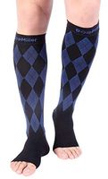 Doc Miller Open Toe Compression Socks 1 Pair 20-30mmHg Stockings (BlackBlue, M)