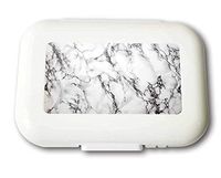 Small Weekly Pill Case - Beautiful Marble Stripes Travel Pill Organizer Box for Travel Safe Plastic Material 7 Small and 1 Large-Compartment