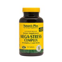 NaturesPlus Mega-Stress Complex, Sustained Release - 90 Vegetarian Tablets - B Complex, Vitamin C Stress Relief Supplement, Chamomile & Herbs for Natural Calm - Gluten-Free - 90 Servings