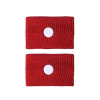 Jimin_2pcs/pair Adult Morning Sickness Wrist Bands Anti Nausea Motion Sickness Car Boat Plane Bracelet Bracelet Wristband Support New - (Color:Red)