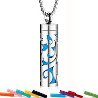 Aroma Necklace 316L Stainless Steel Hollow-Out Aromatherapy Diffuser Necklace Pendant with 10 Felt Pads