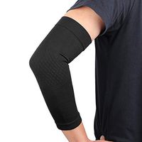 uxcell 1 Pair Size L Black Elastic Warm Elbow Support Compression Sleeve Arms Joint Protector Band for Sports